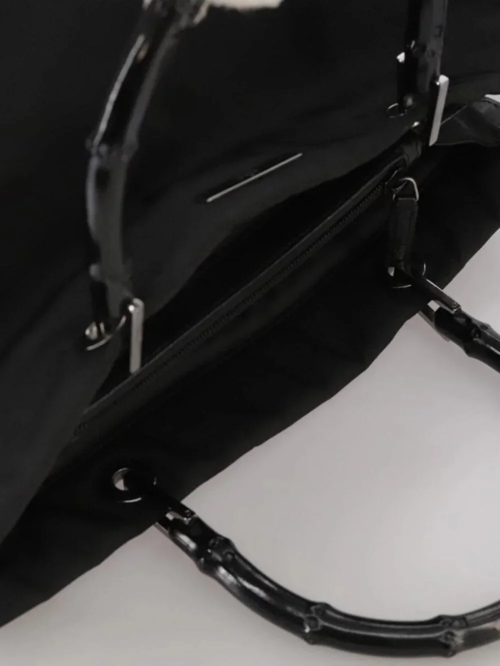 GUCCI Bamboo Hand Bag Nylon Black 002 1010 3444 Auth ep7044